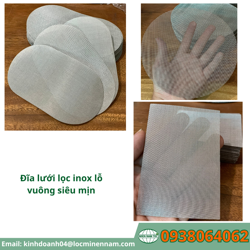 Đĩa lưới lọc inox lỗ vuông siêu mịn