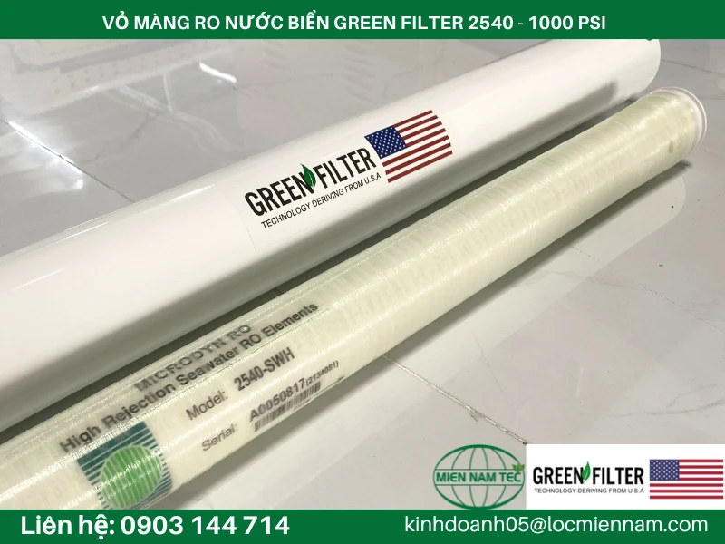 VỎ MÀNG RO NƯỚC BIỂN GREEN FILTER 2540 - 1000 PSI
