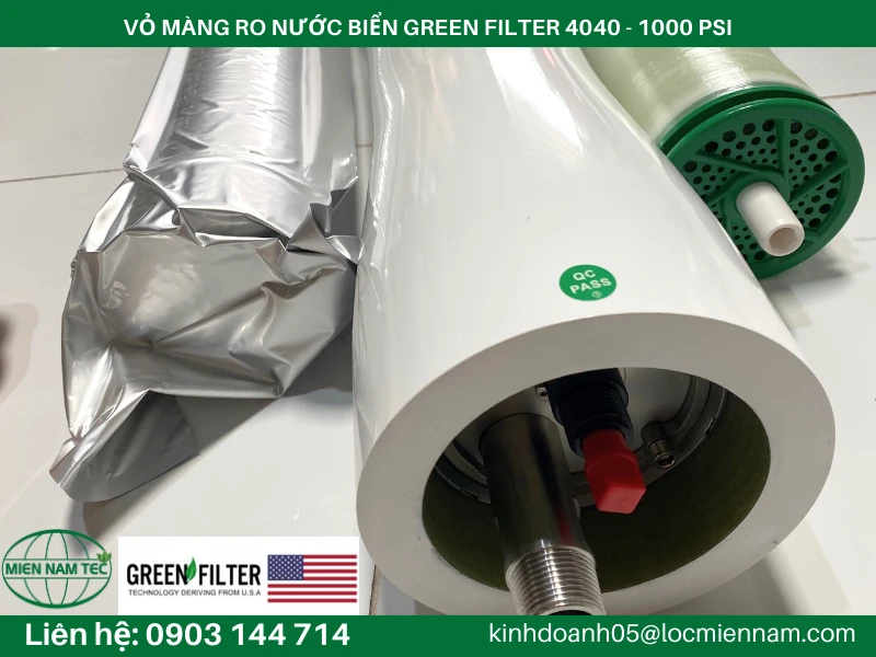 VỎ MÀNG RO NƯỚC BIỂN GREEN FILTER 4040 - 1000 PSI