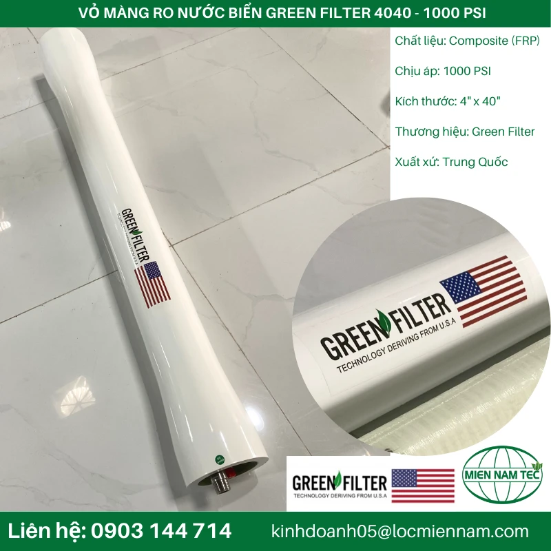 VỎ MÀNG RO NƯỚC BIỂN GREEN FILTER 4040 - 1000 PSI
