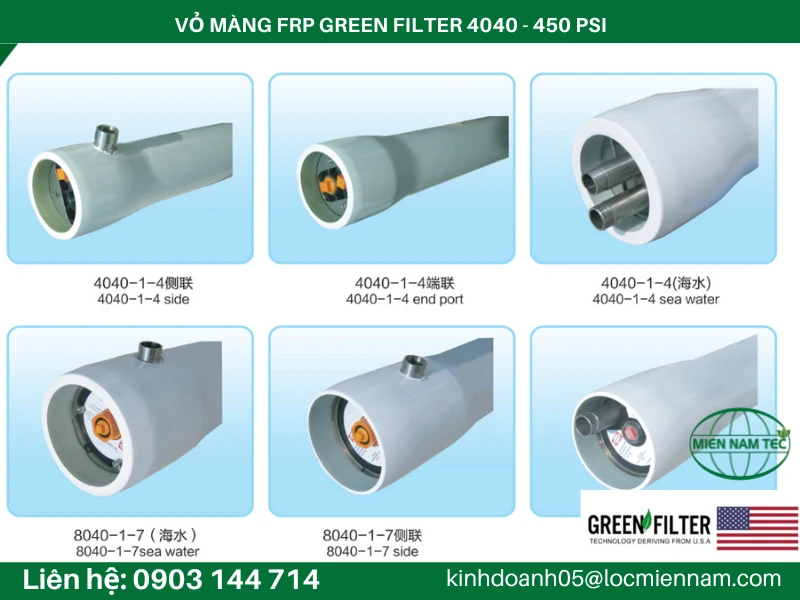 VỎ MÀNG FRP GREEN FILTER 4040 - 450 PSI