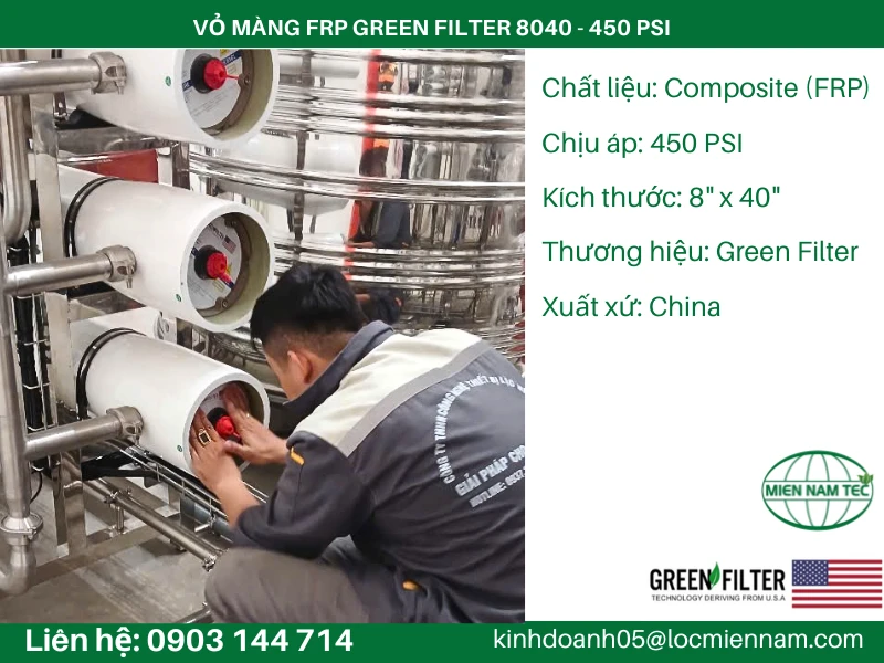 VỎ MÀNG FRP GREEN FILTER 8040 - 450 PSI