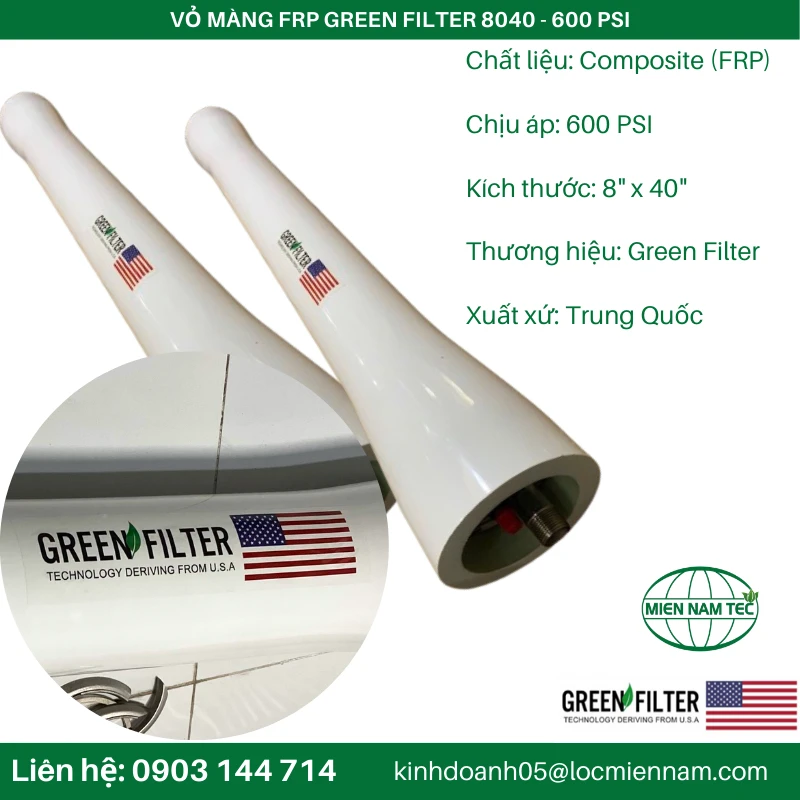 VỎ MÀNG FRP GREEN FILTER 8040 - 600 PSI