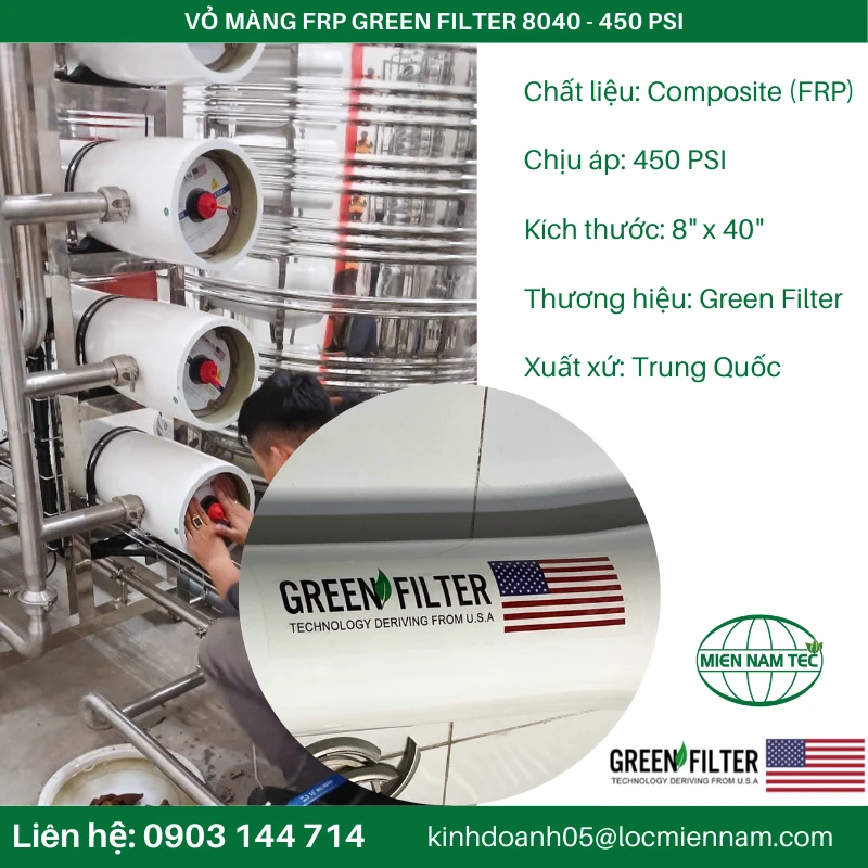 VỎ MÀNG FRP GREEN FILTER 8040 - 450 PSI