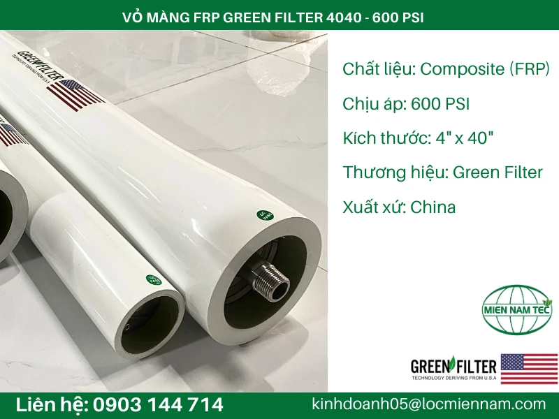 VỎ MÀNG FRP GREEN FILTER 4040 - 600 PSI