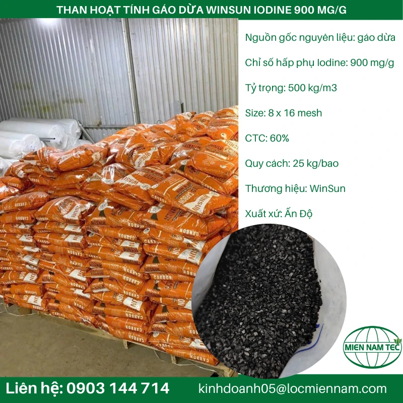 THAN HOẠT TÍNH GÁO DỪA WINSUN IODINE 900 MG/G