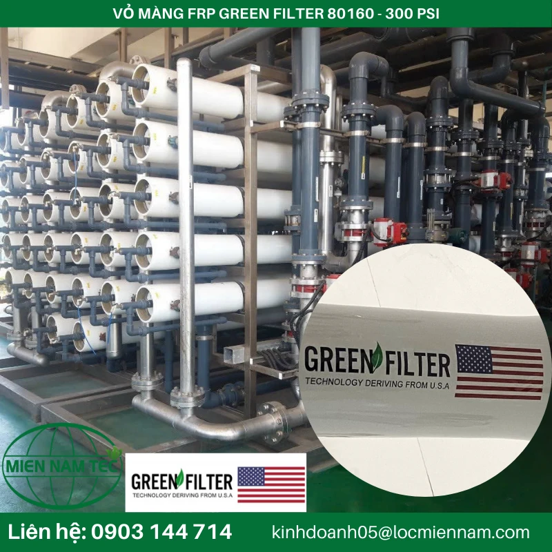 VỎ MÀNG FRP GREEN FILTER 80160 - 300 PSI